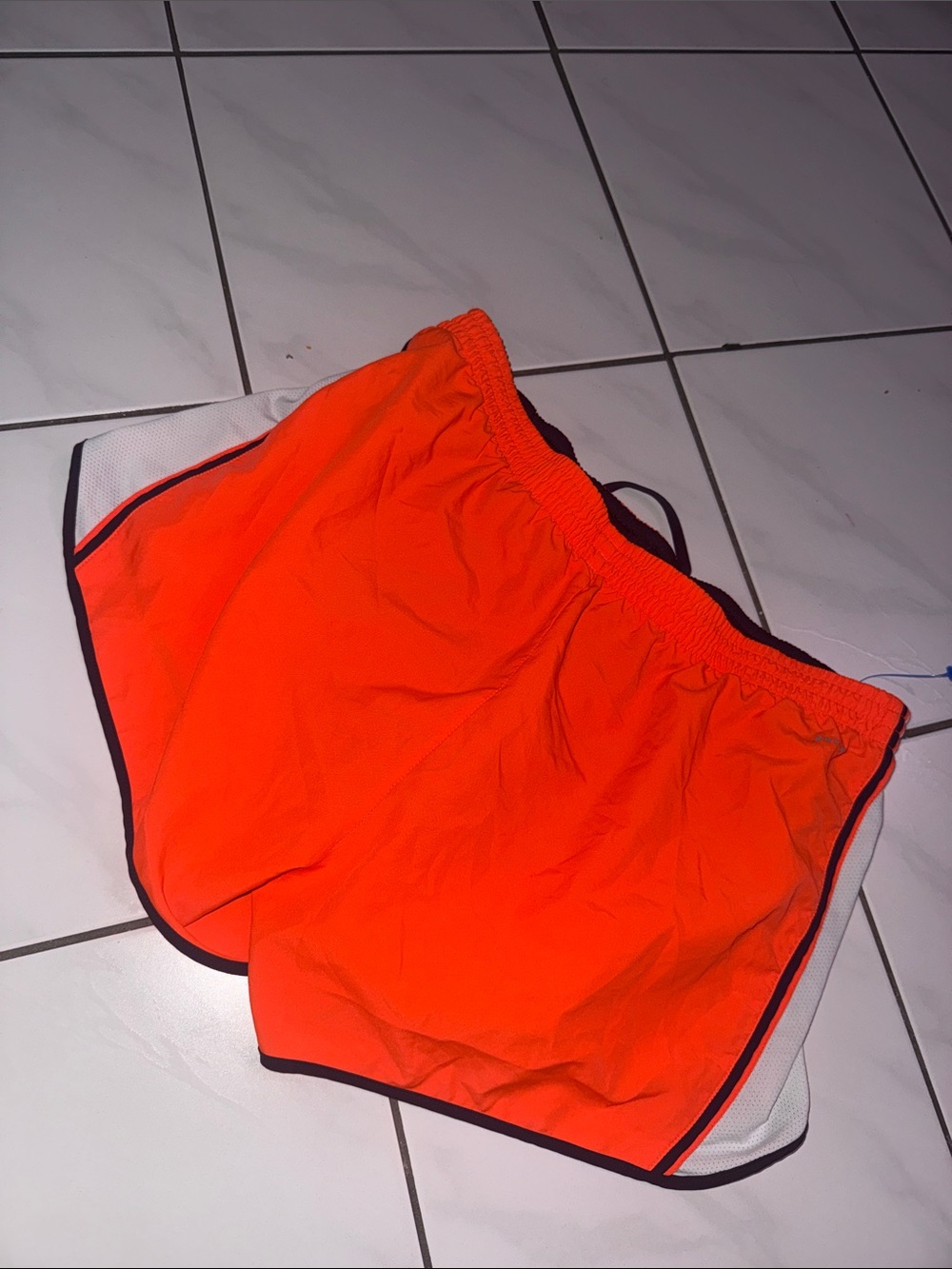 Nike Orange Athletic Shorts with White Side Panels and Black Trim - Picture 4 of 4